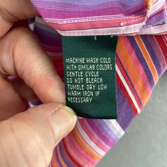 Lauren Ralph Lauren Shirt Womens 2X Plus Pink Multi Striped Button Up Collared - Picture 6 of 9